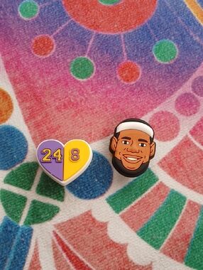 Heart & Athlete Croc Charms in Purple, Yellow and Brown